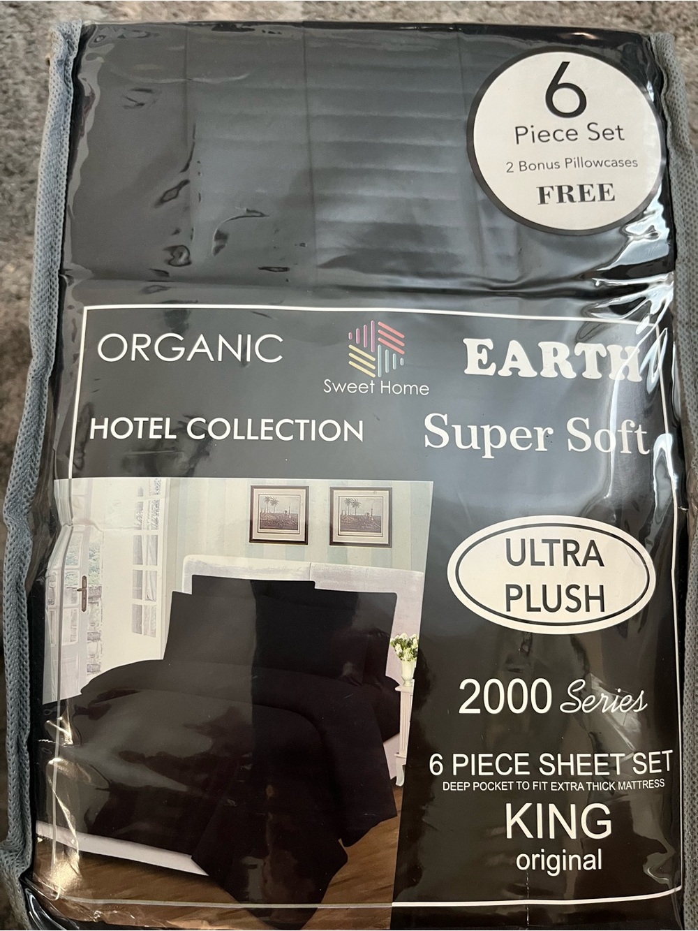 Organic Earthy Ultra Plush King Sheet Set - Black